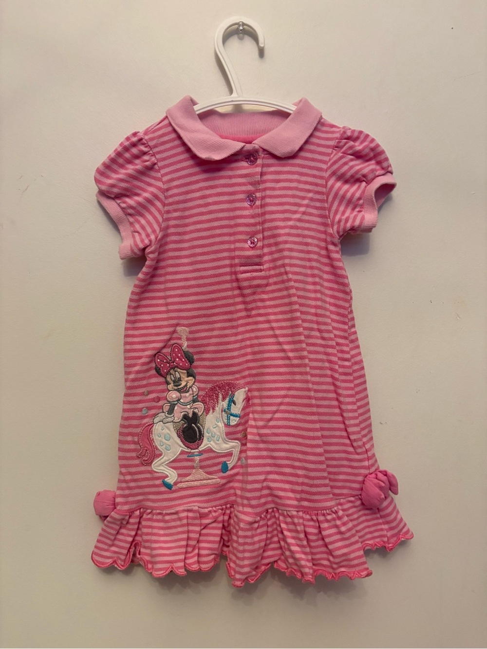 Pink Striped Minnie Mouse Y2K Polo Dress